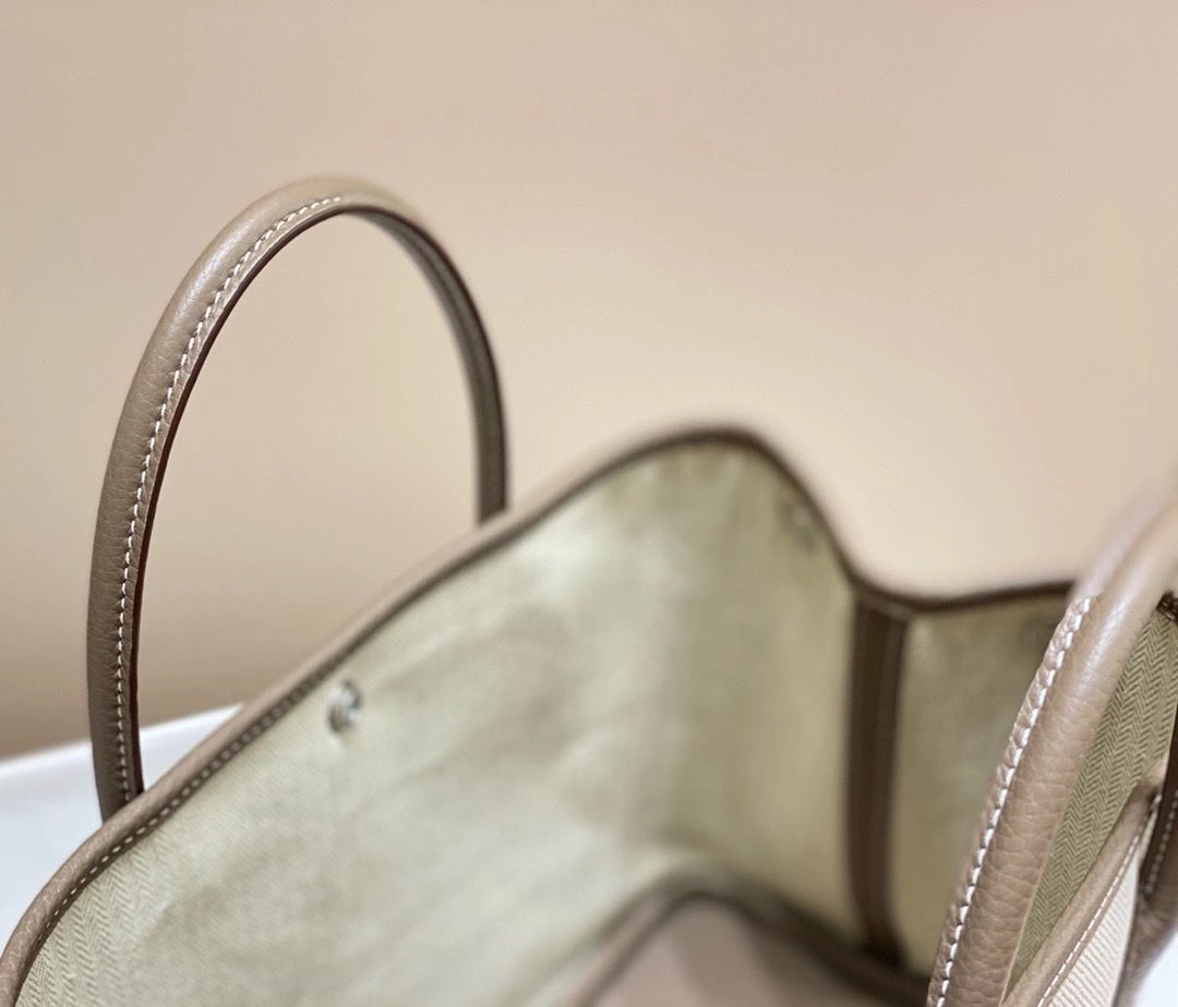 Hermes Garden Party 30cm Bag in Toile and Taupe Leather – HW069