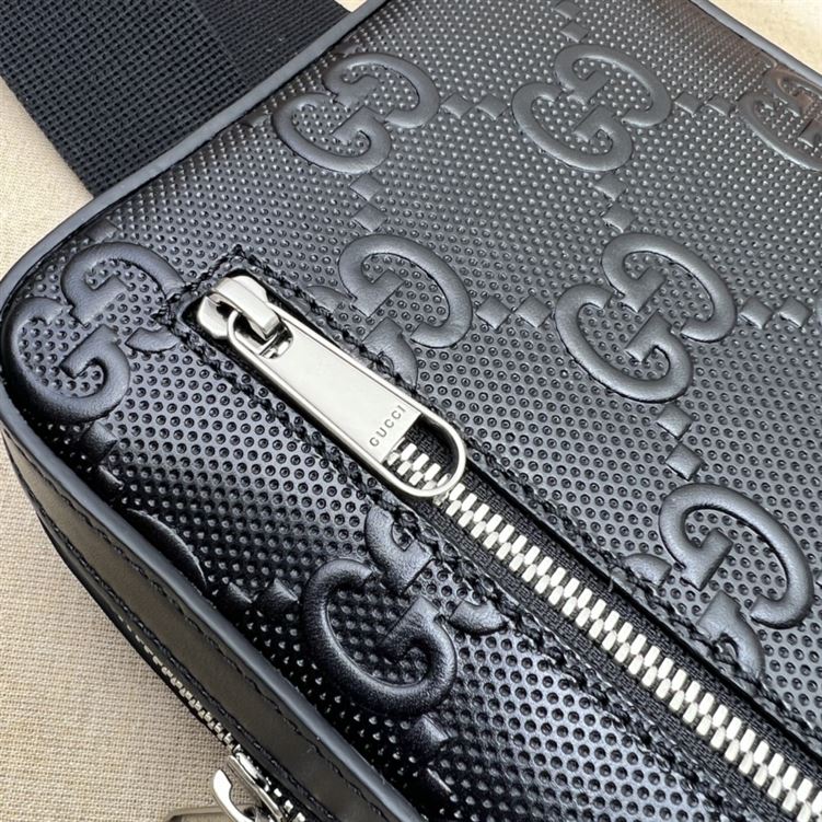 GUCCI GG EMBOSSED SLING BACKPACK BLACK LEATHER – BG018