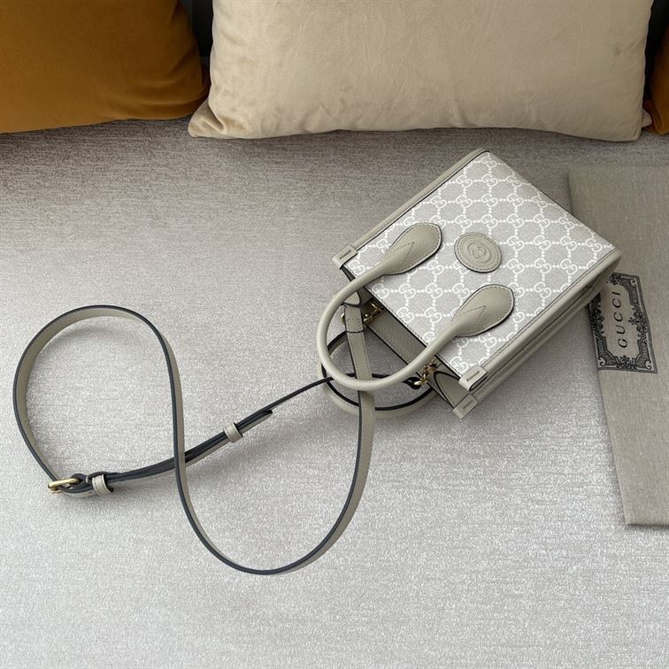 GUCCI MINI NOTE BAG WITH INTERLOCKING G BEIGE AND WHITE GG SUPREME CANVAS – GB35