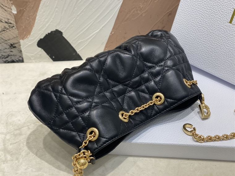 DIOR SMALL DIOR AMMI BAG BLACK SUPPLE MACROCANNAGE LAMBSKIN – DOB046