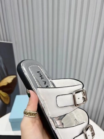 PRADA DOUBLE-STRAP SANDALS IN WHITE LEATHER – PSD045