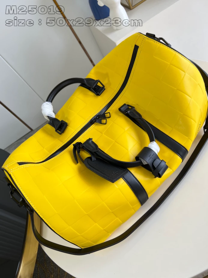 Louis Vuitton Keepall Bandoulière 50 in Yellow Damier Scuba Calfskin Leather – LW194