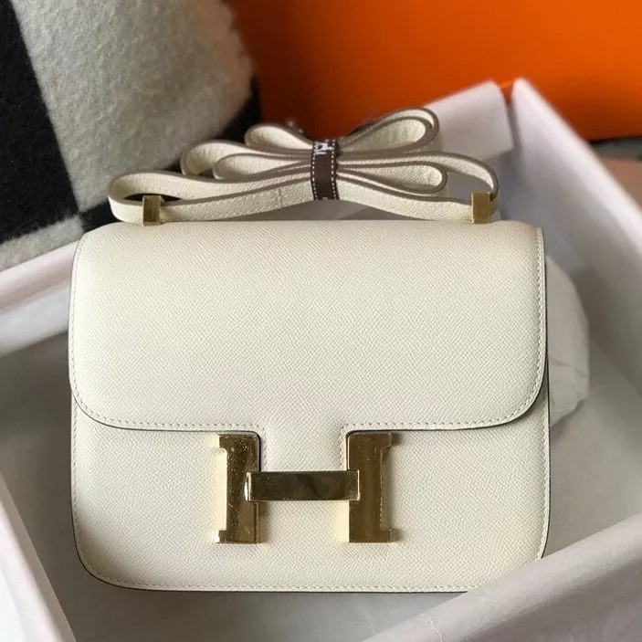 Hermes White Constance MM 24cm Epsom Leather Bag – HW036