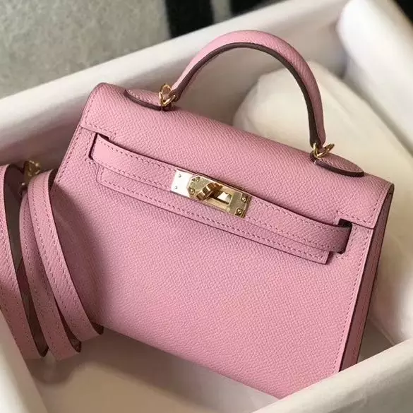 Hermes Kelly Mini II Bag In Mauve Sylvestre Epsom Leather GHW – HW123