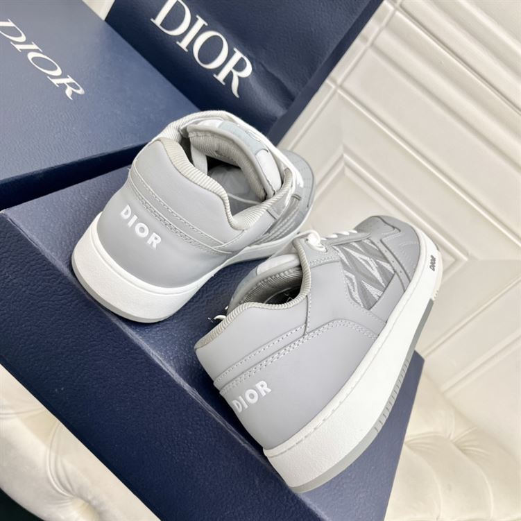 DIOR B27 LOW-TOP SNEAKER GRAY SMOOTH CALFSKIN AND CD DIAMOND CANVAS – DO139
