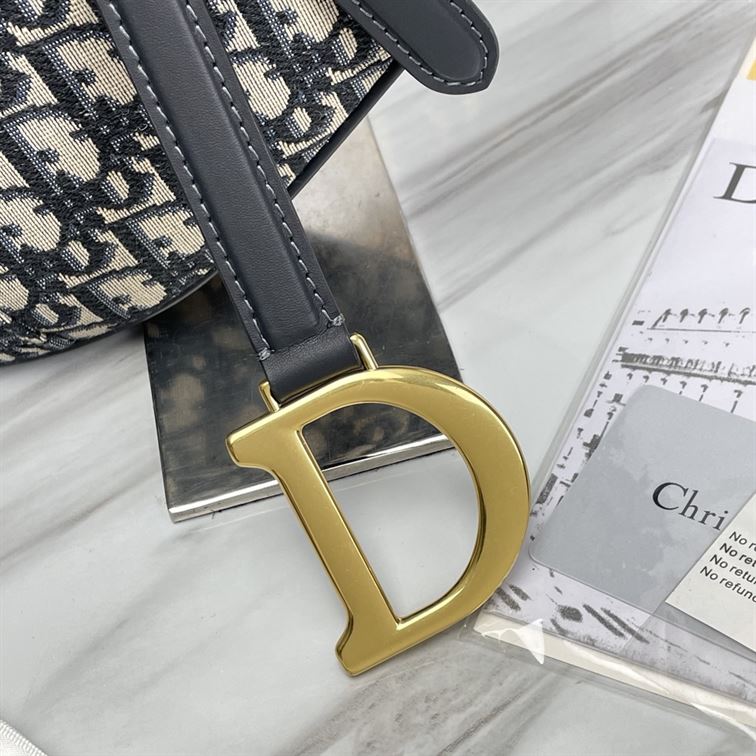 DIOR SADDLE BAG WITH STRAP BLUE DIOR OBLIQUE JACQUARD – DOB032
