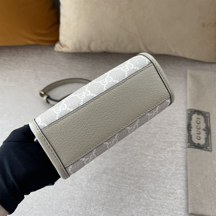 GUCCI MINI NOTE BAG WITH INTERLOCKING G BEIGE AND WHITE GG SUPREME CANVAS – GB35