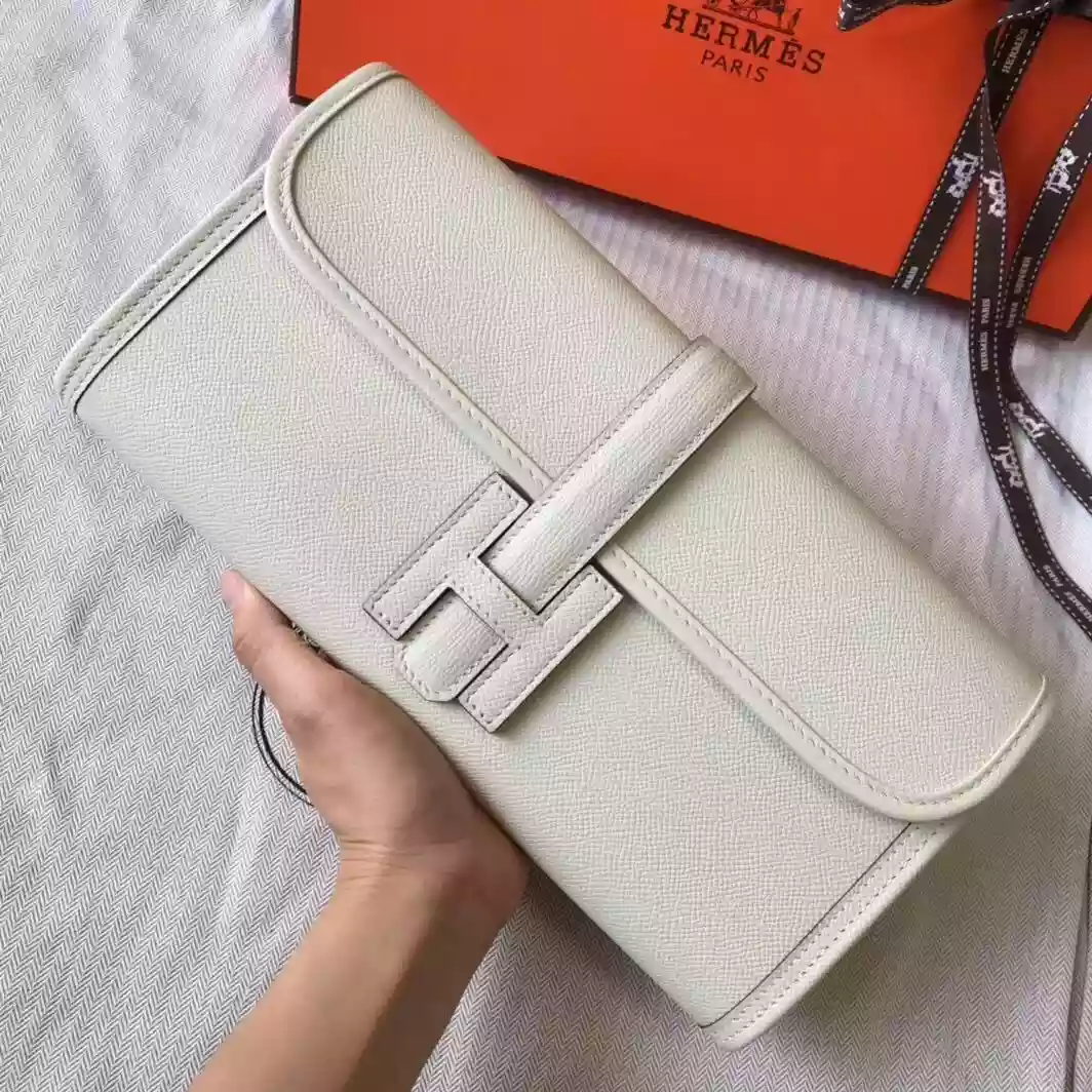 Hermes Jige Elan 29 Clutch In White Epsom Leather – HW102