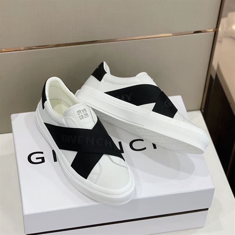 GIVENCHY CITY SPORT SNEAKERS IN LEATHER WITH DOUBLE WEBBING STRAP – GVC008