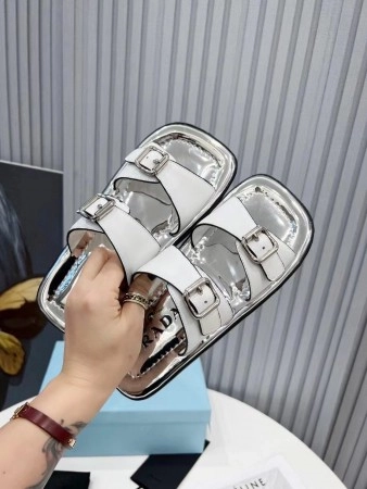 PRADA DOUBLE-STRAP SANDALS IN WHITE LEATHER – PSD045