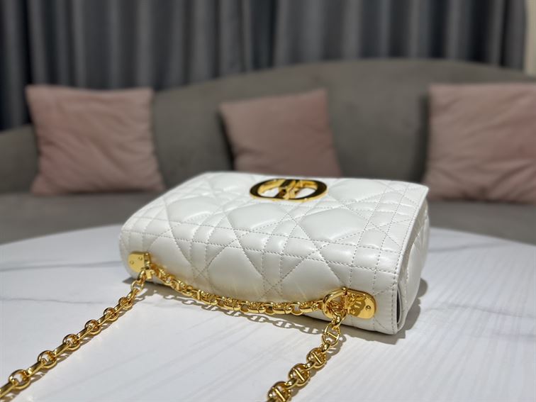 DIOR MEDIUM DIOR CARO BAG WHITE QUILTED MACROCANNAGE CALFSKIN – DOB062