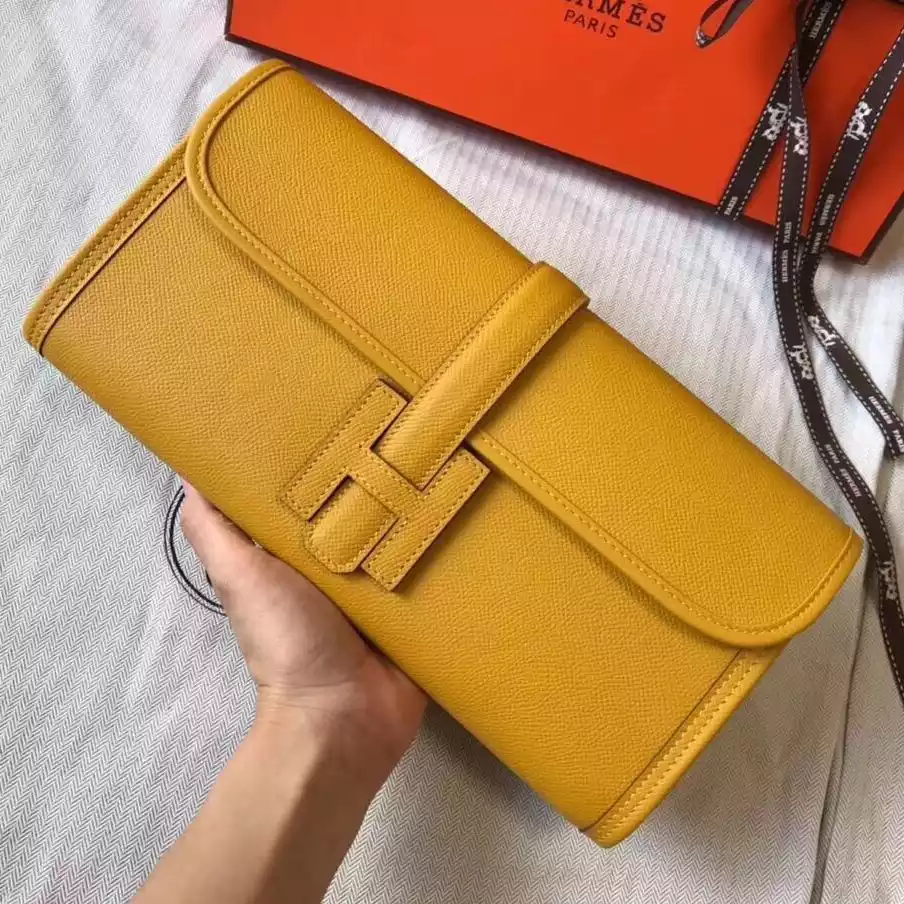 Hermes Jige Elan 29 Clutch In Yellow Epsom Leather – HW101