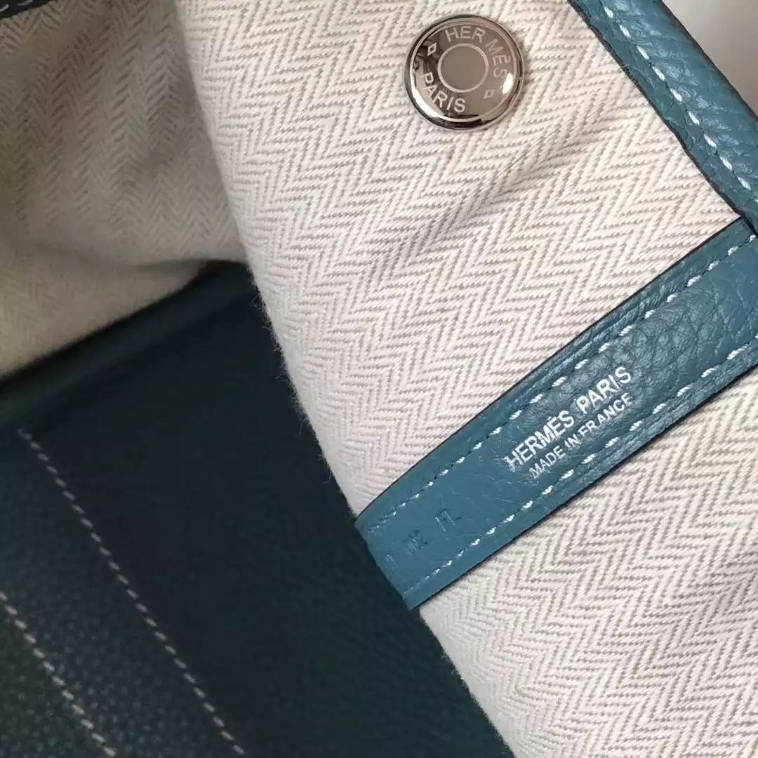 Hermes Garden Party 30 Bag In Blue Jean Taurillon Leather – HW079