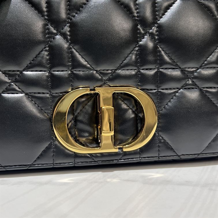 DIOR MEDIUM DIOR CARO BAG BLACK QUILTED MACROCANNAGE CALFSKIN – DOB061