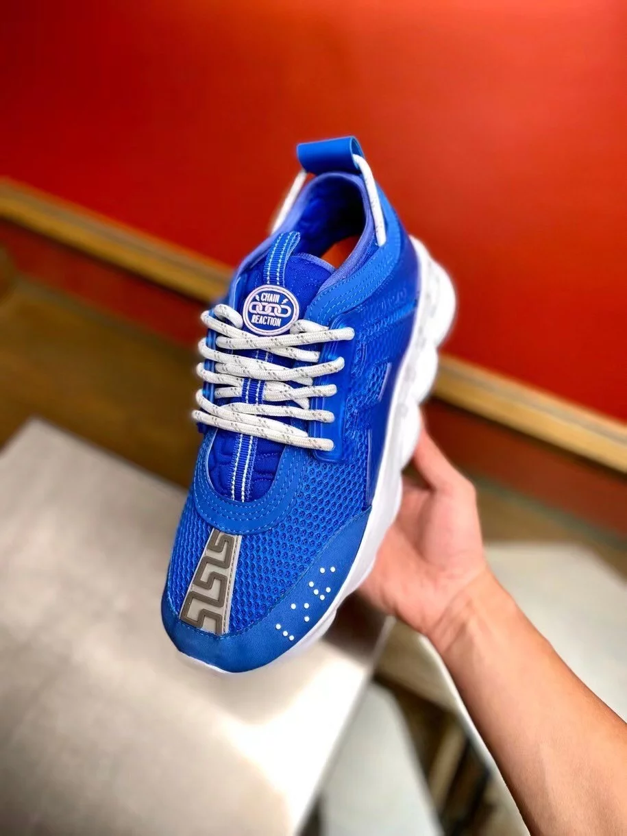 VERSACE WOMEN’S CHAIN REACTION SNEAKERS IN BLUE MESH – VSS026