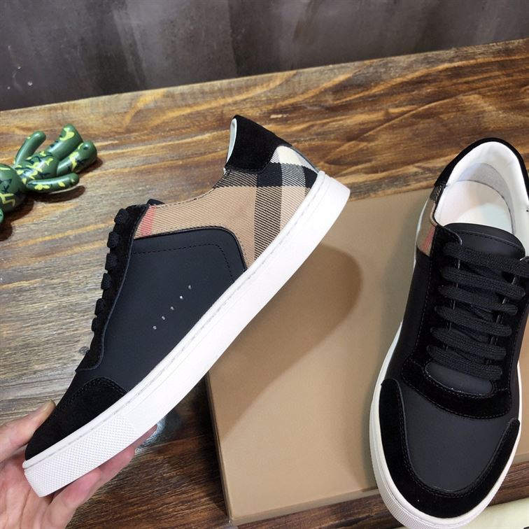 BURBERRY LEATHER AND HOUSE CHECK COTTON SNEAKERS – BBR014