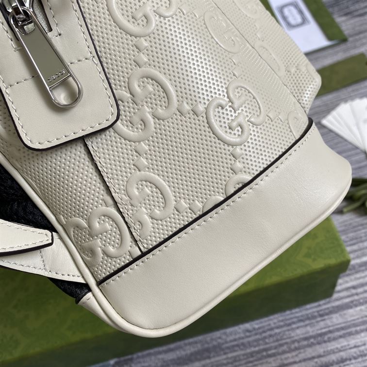 GUCCI LOGO EMBOSSED PERFORATED LEATHER BACKPACK – BG037