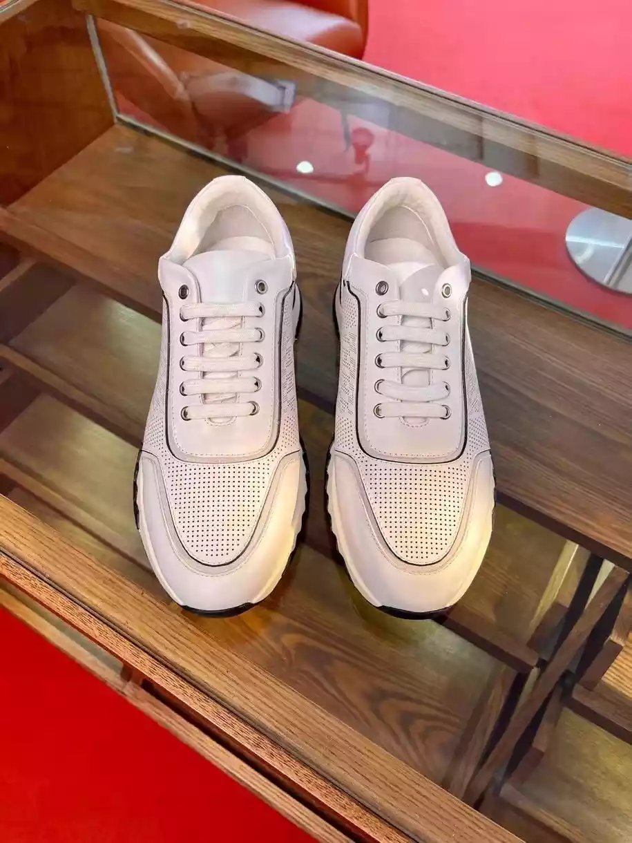 Hermes Men’s C-Addict Sneakers In White Perforated Calfskin – HM039