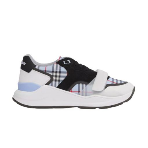 BURBERRY CHECK NYLON, LEATHER AND SUEDE SNEAKERS – BBR031