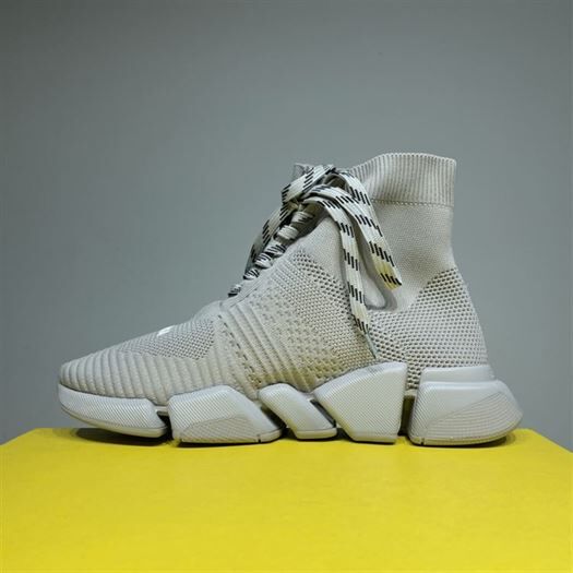 BALENCIAGA MEN’S SPEED 2.0 LACE-UP RECYCLED KNIT SNEAKER IN GREY – BLA035