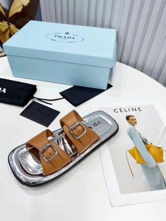 PRADA DOUBLE-STRAP SANDALS IN BROWN LEATHER – PSD041