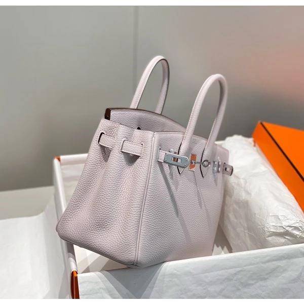 Hermes Birkin 25cm Bag In Mauve Pale Clemence Leather PHW – HW009