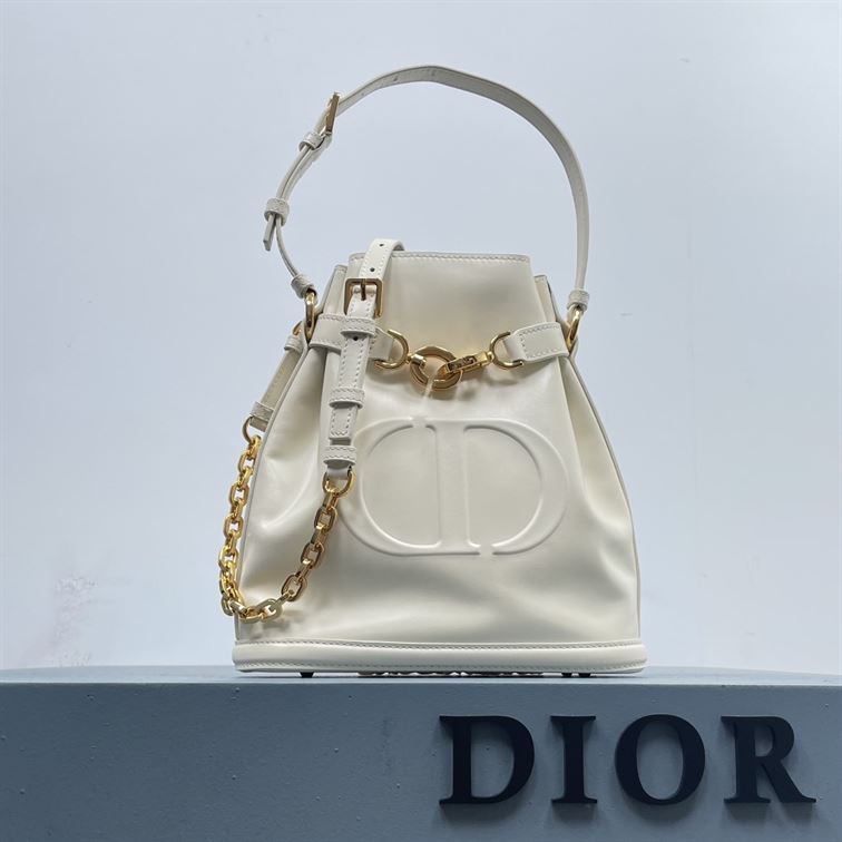 DIOR MEDIUM C EST DIOR BAG WHITE CD EMBOSSED CALFSKIN – DOB041