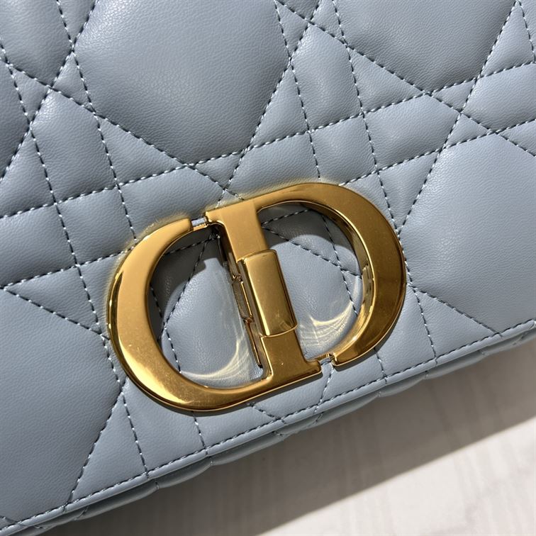 DIOR MEDIUM DIOR CARO BAG BLUE QUILTED MACROCANNAGE CALFSKIN – DOB066