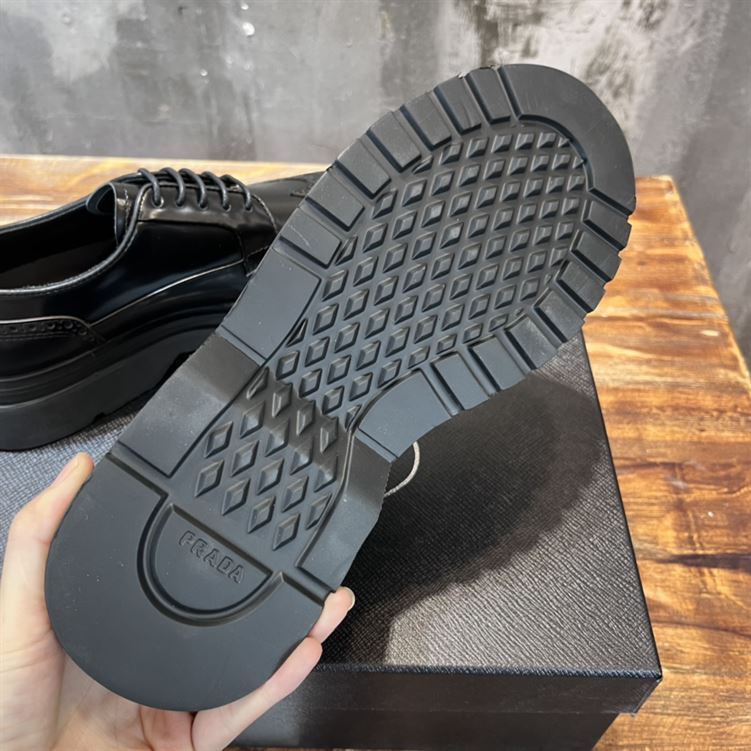 PRADA BRUSHED LEATHER DERBY BROGUE SHOES SHOES – PRS033