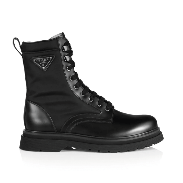 PRADA BRUSHED LEATHER AND NYLON BOOTS – PRS035