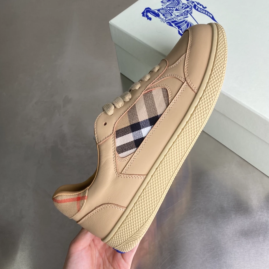 BURBERRY LEATHER AND CHECK TERRACE SNEAKERS – BBR036