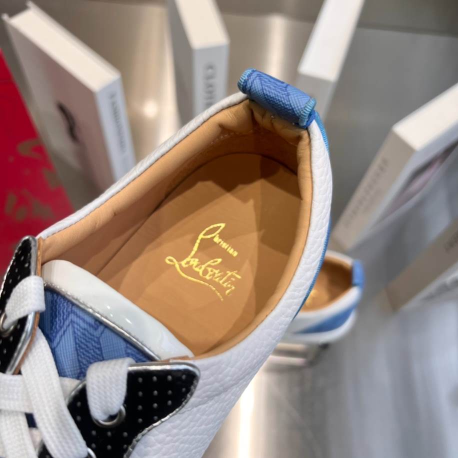 Christian Louboutin Louis Junior Spikes White Blue Sneaker – CLS042