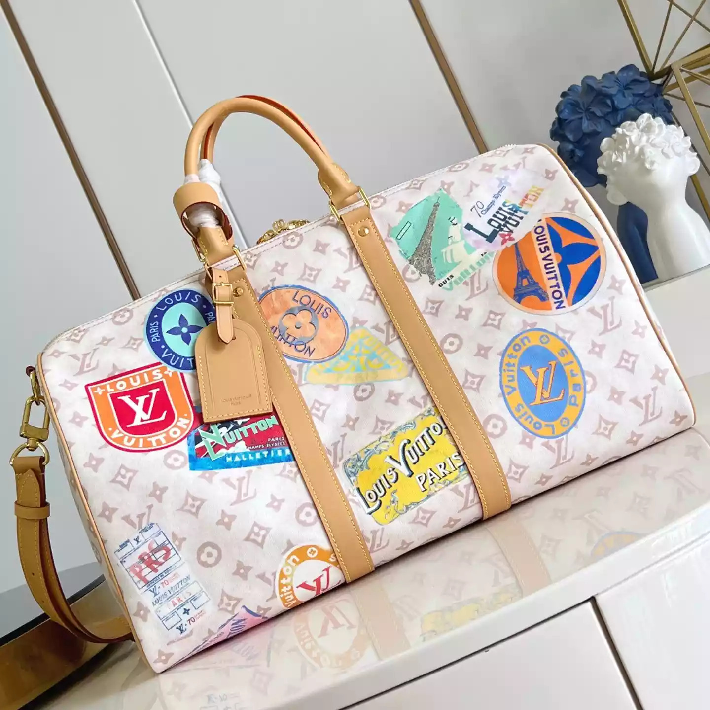 KEEPALL BANDOULIERE 45 MONOGRAM DUNE CANVAS – LW309