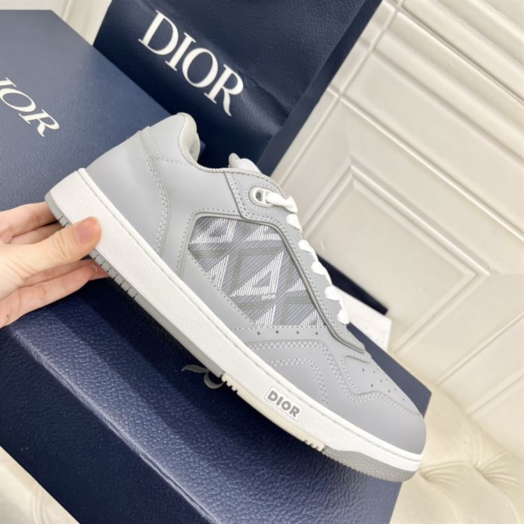 DIOR B27 LOW-TOP SNEAKER GRAY SMOOTH CALFSKIN AND CD DIAMOND CANVAS – DO139