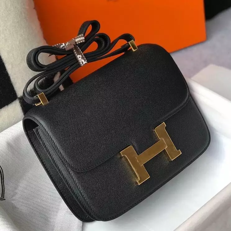 Hermes Black Constance MM 24cm Epsom Leather Bag – HW040