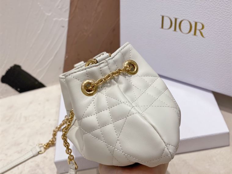 DIOR SMALL DIOR AMMI BAG WHITE SUPPLE MACROCANNAGE LAMBSKIN – DOB049