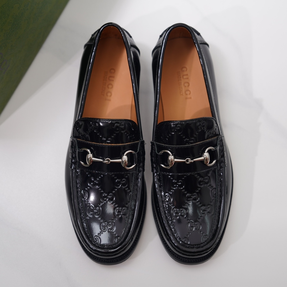 GUCCI LEATHER BLACK GC LOGO HORSEBIT LOAFER – GL055