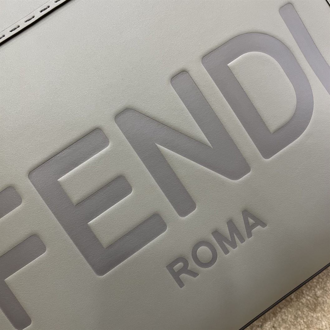 FENDI SUNSHINE MEDIUM GREY LEATHER SHOPPER BAG – F016