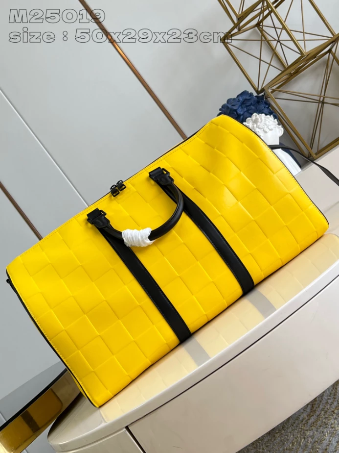 Louis Vuitton Keepall Bandoulière 50 in Yellow Damier Scuba Calfskin Leather – LW194