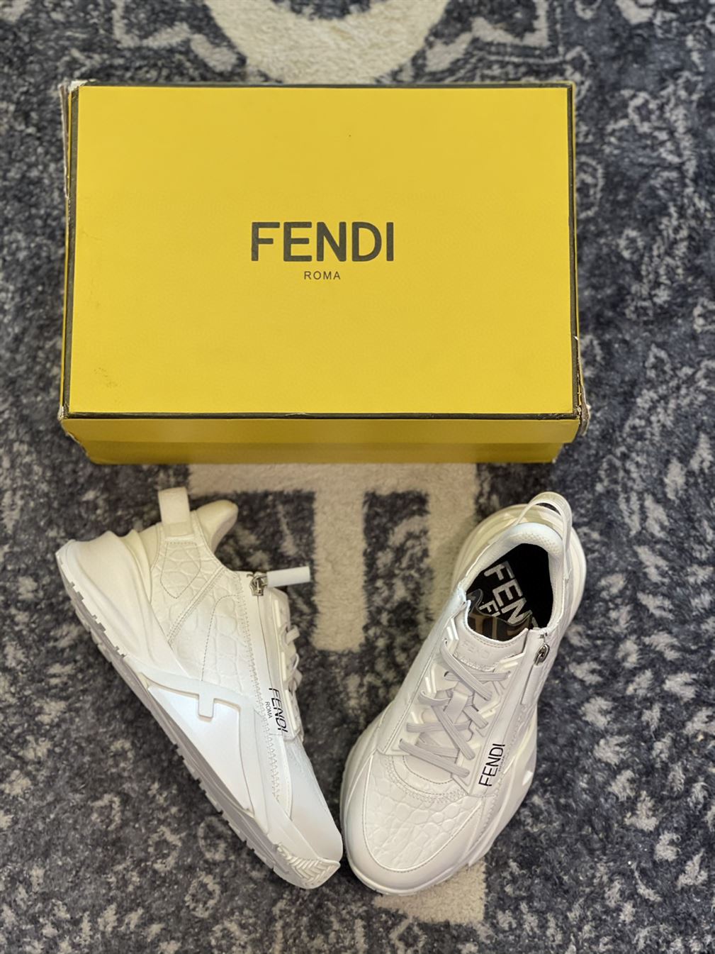 FENDI FLOW WHITE CAIMAN LOW TOPS – FDS012