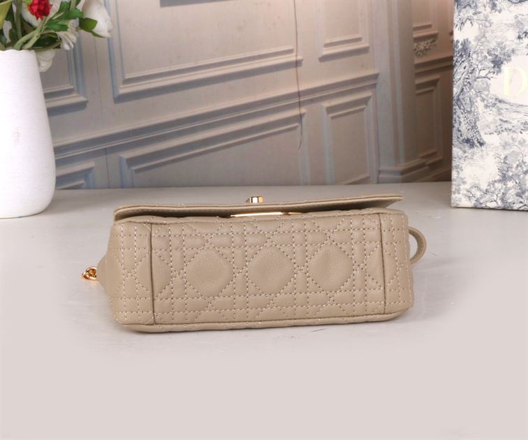 DIOR SMALL DIOR CARO BAG BEIGE SUPPLE CANNAGE CALFSKIN – DOB120