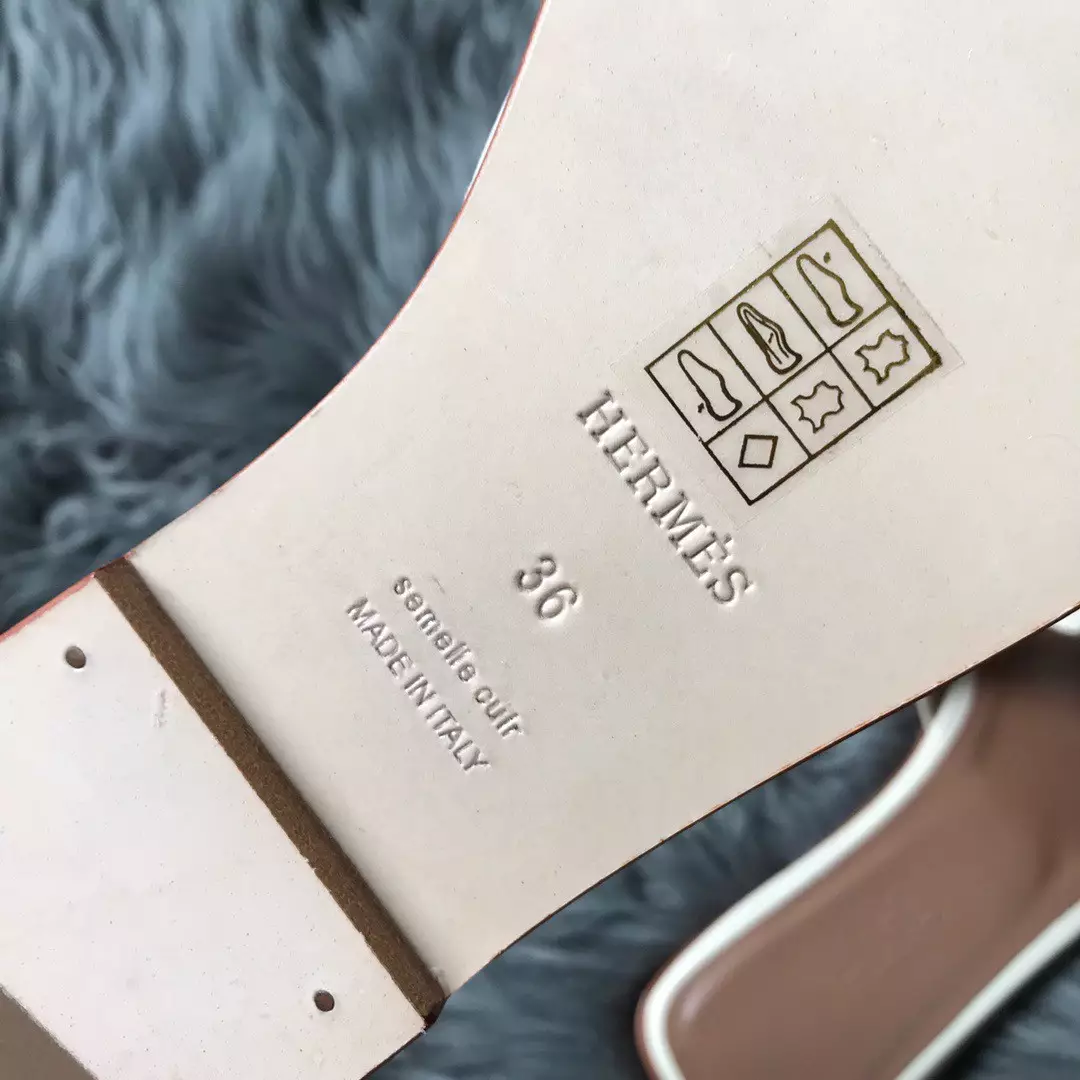 HERMES ORAN SLIDE SANDALS IN WHITE EPSOM CALFSKIN – HMSD089