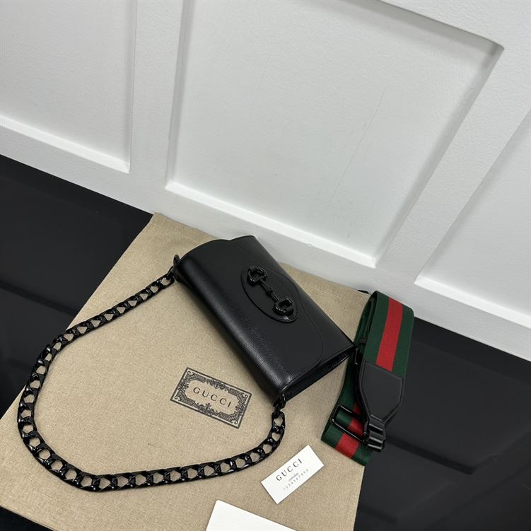 GUCCI HORSEBIT 1955 MINI BAG IN BLACK LEATHER – GB33