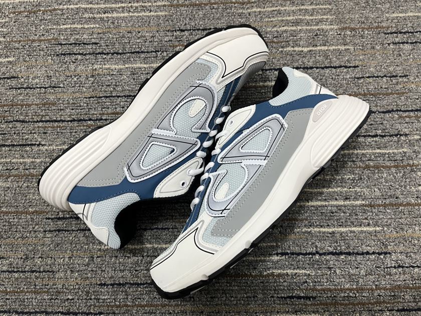 DIOR B30 SNEAKER LIGHT BLUE MESH AND BLUE GRAY AND WHITE TECHNICAL FABRIC – DO110