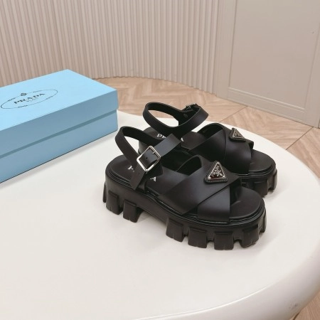 PRADA MONOLITH SANDALS IN BLACK RUBBER – PSD021
