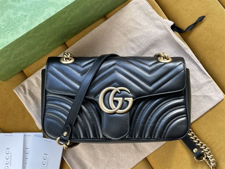 GUCCI GG MARMONT SMALL SHOULDER BAG IN BLACK LEATHER – GB58