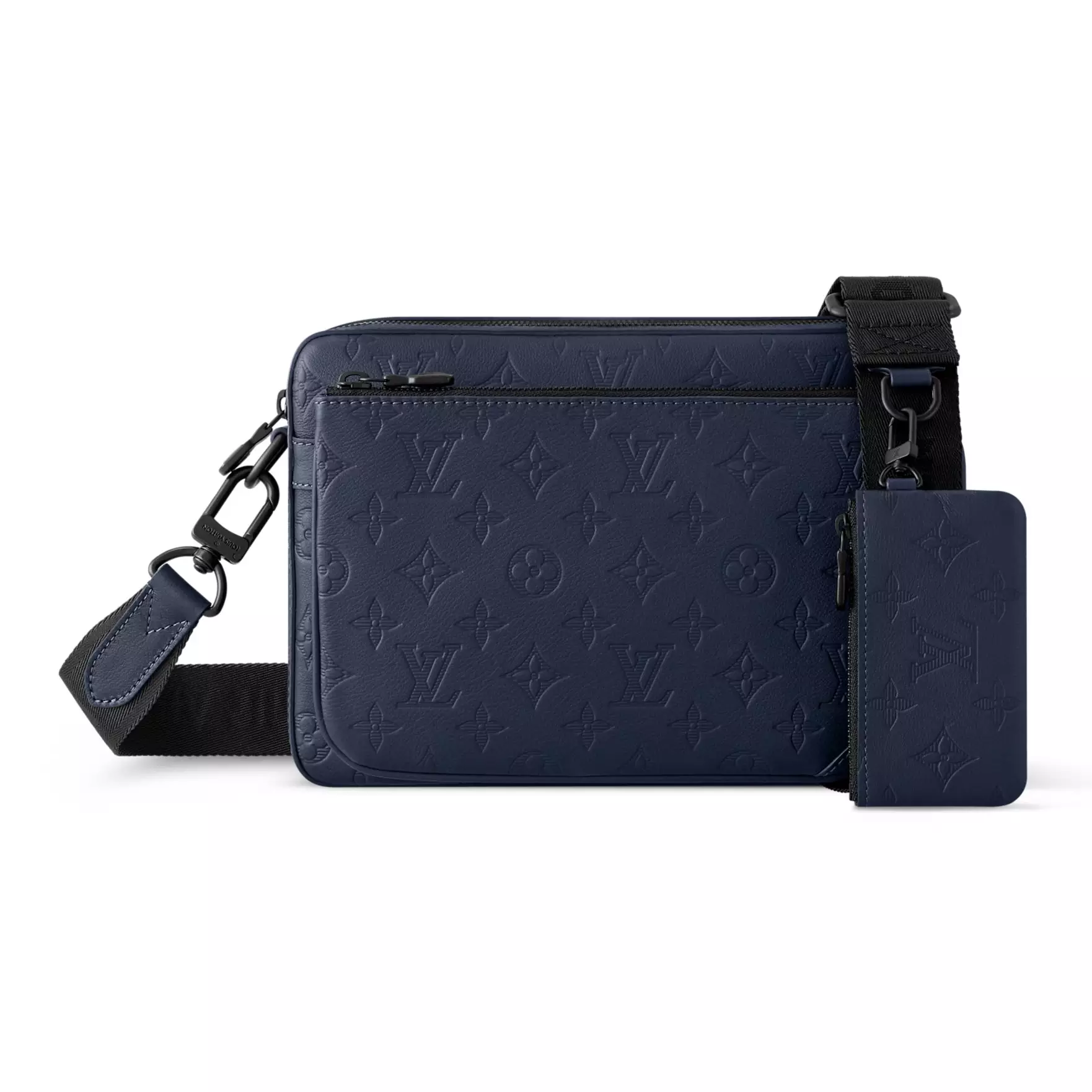 TRIO MESSENGER BAG NAVY BLUE MONOGRAM SHADOW M14785 – LW265