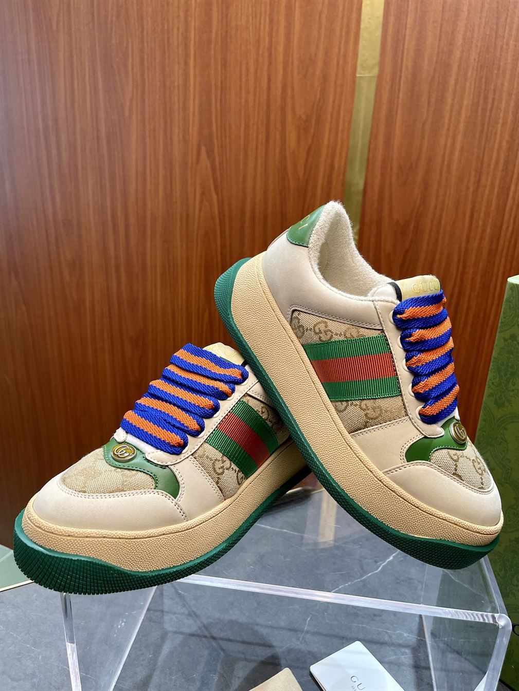 GUCCI SCREENER GG TRAINERS GREEN MONOGRAM – GCC143