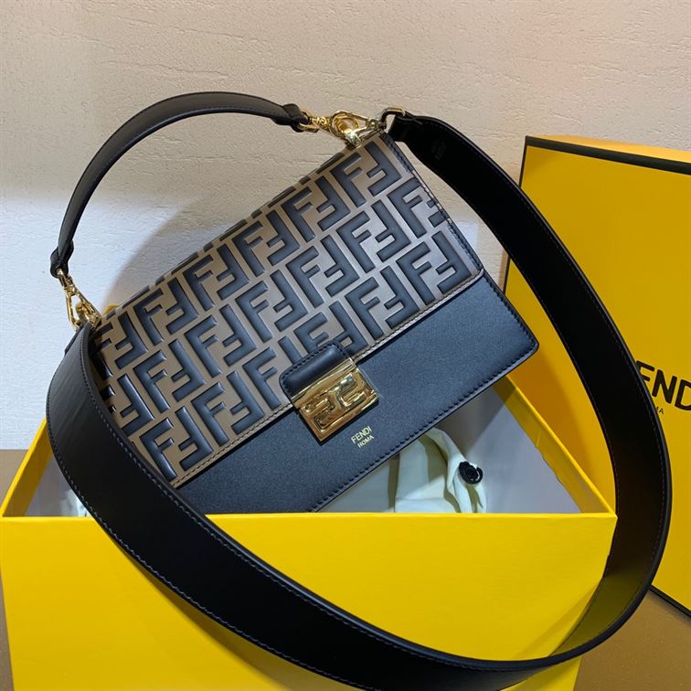 FENDI KAN I BLACK LEATHER BAG – F004