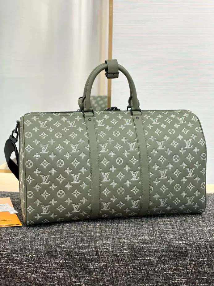 Keepall Bandouliere 50 Bag Olive Green Monogram Shadow Leather M12504 – LW204